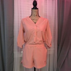 Blush button down dress romper